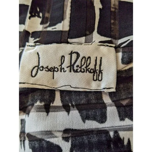Joseph Ribkoff Vintage 90s Womens XL Black White Babydoll Cap Sleeve Top Blouse - Picture 6 of 7